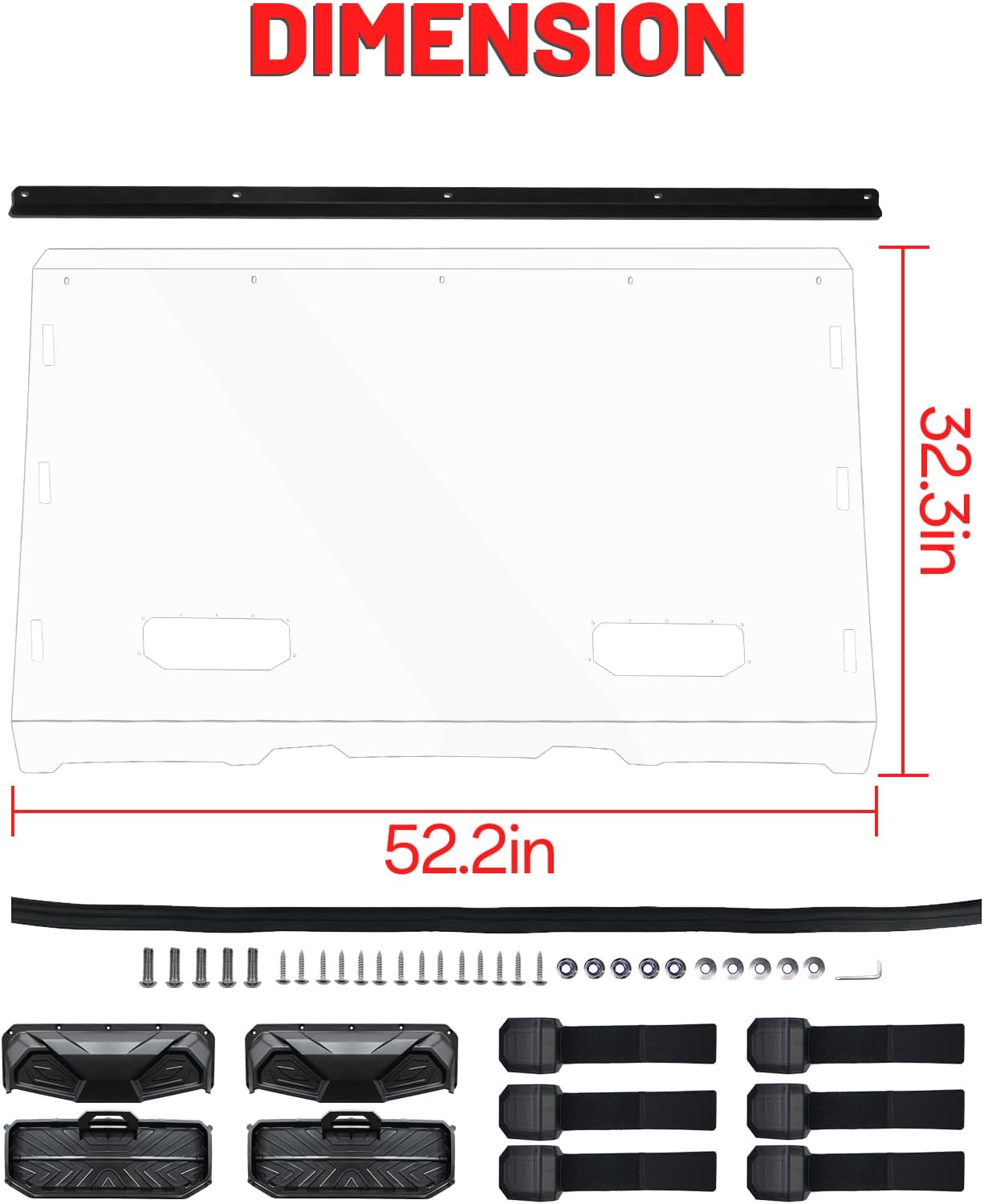 StarknightMT Ranger 800 570 Vented Windshield, Scratch-Resistant Front Windshield Compatible with Polaris 2010-2014 Ranger XP 800/Crew, 2010-2016 Ranger 800 6x6, 2016-2025 Ranger Full Size 570