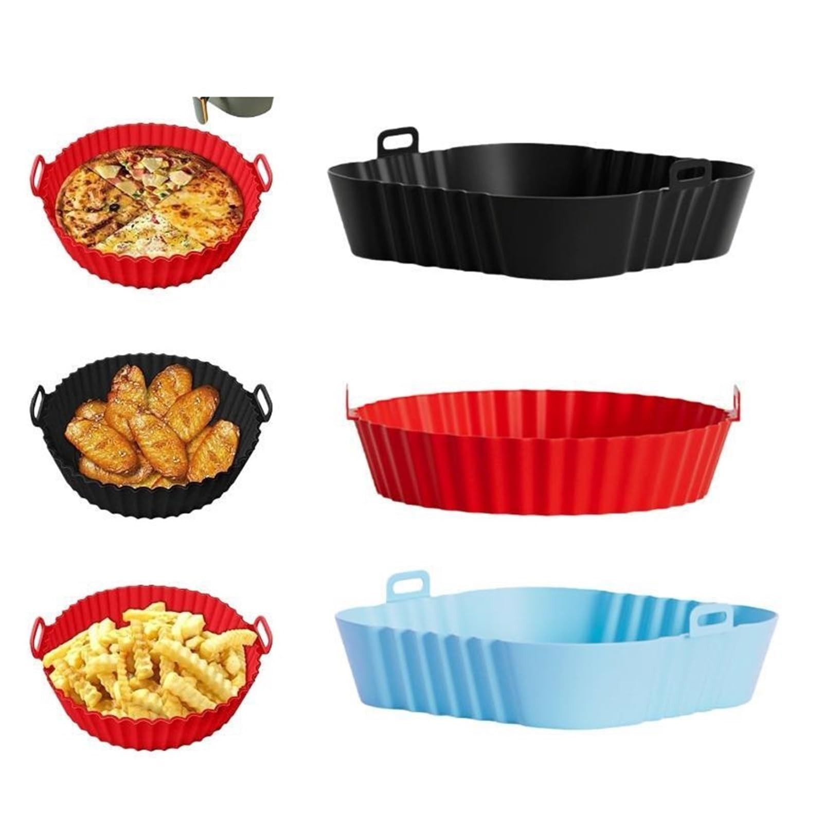 450°F Silicone Non-Stick Baking Mats, Dual Texture & Dishwasher Safe for Oven/Air Fryer, Crispy/Steam Cooking, 1/3/6Pcs(3PCS Red Round 22CM)