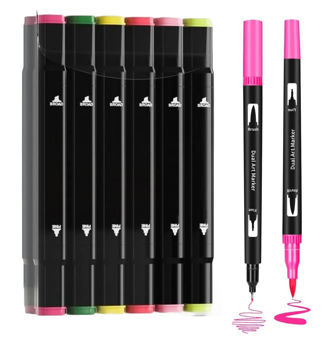 Corslet Dual Tip Alcohol Markers Pens Set of 12 Pcs with Random 2 Pc Brush Pen Set Sketch Pens Markers for Drawing Art Markers Set Chisel & Fine Colour Marker Stationary Items for Drawing & Painting