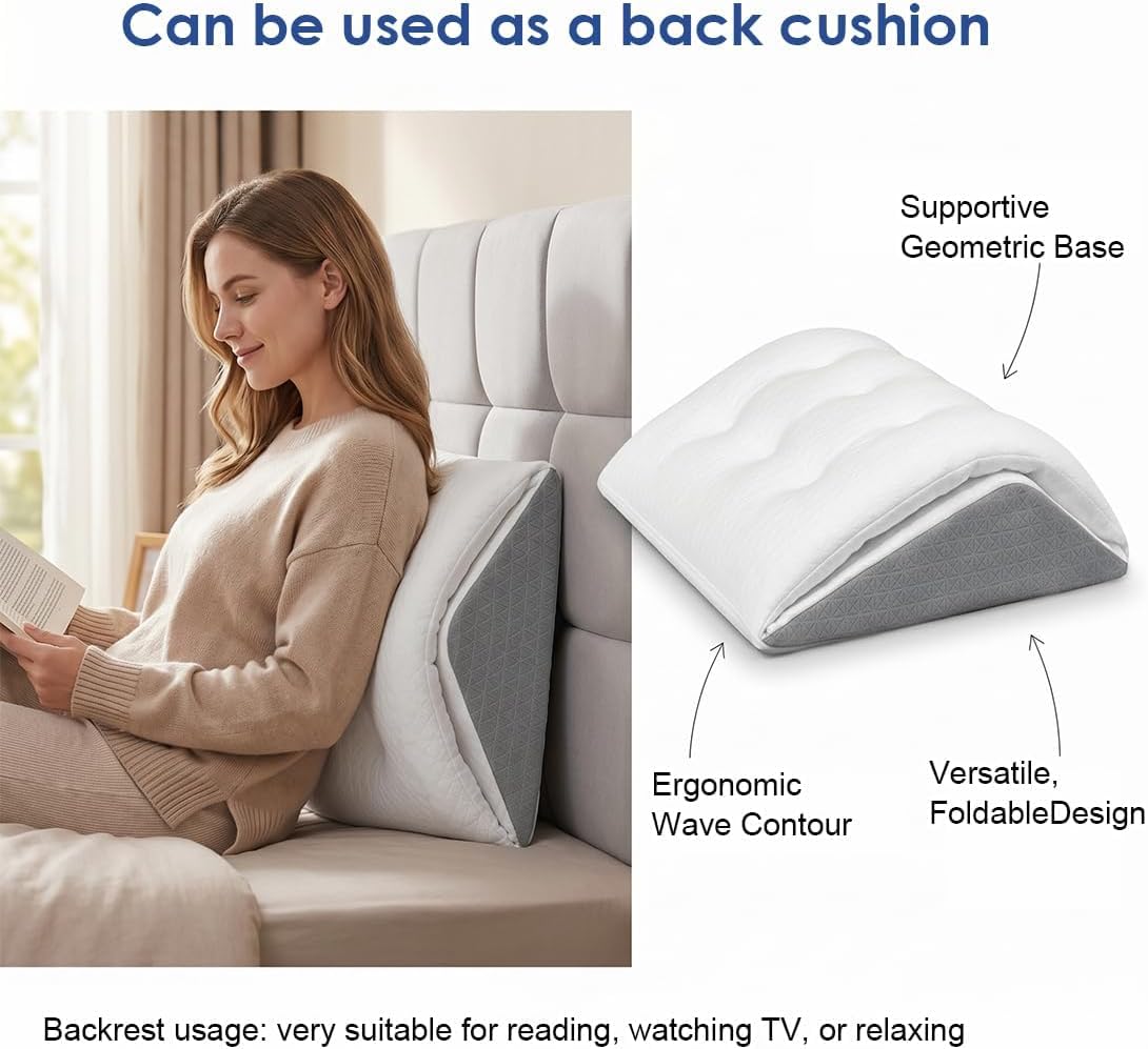Cojín para piernas y rodillas para dormir de espalda, cojín ergonómico para piernas y pies, almohada triangular de espuma viscoelástica para cama, sofá