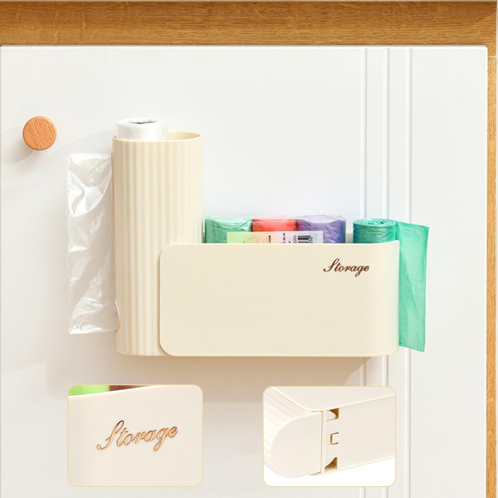 Porta Buste Da Parete In Acciaio - Organizer Per Sacchetti Di Plastica E Spazzatura, Con Apertura Extra Large, Per Cucina E Dispensa - 4