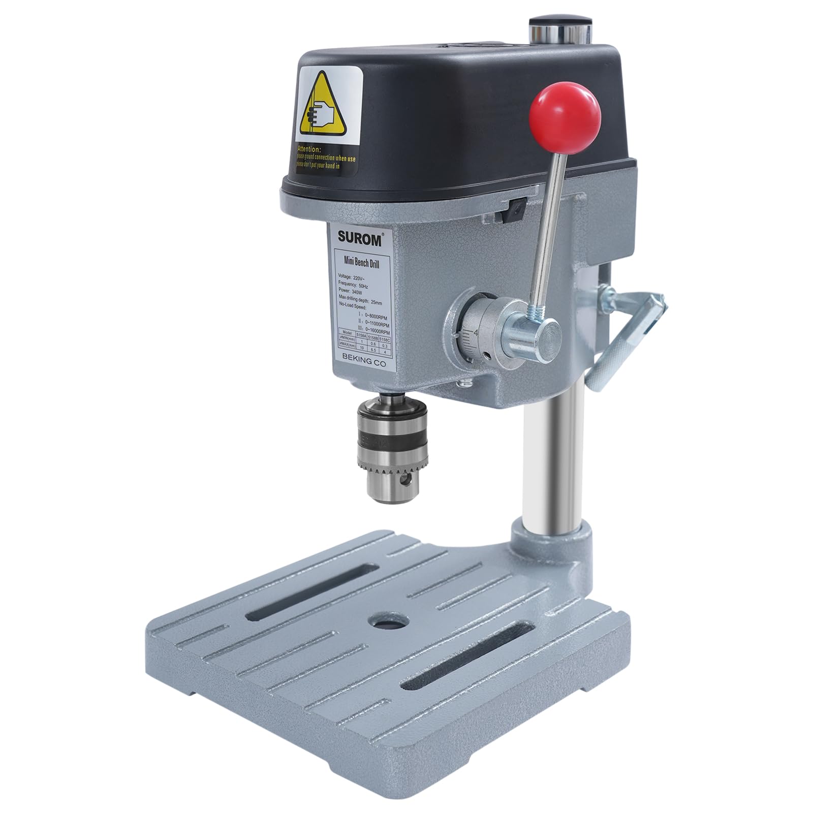 Endingfuny Portable Bench Drilling Machine Mini Bench Drill Press 3-Level Speed Adjustment Pillar Drill Press Workbench Repair Tool Stand Press Drilling Bench Table With Fixed Slots, Table Height Adjustable