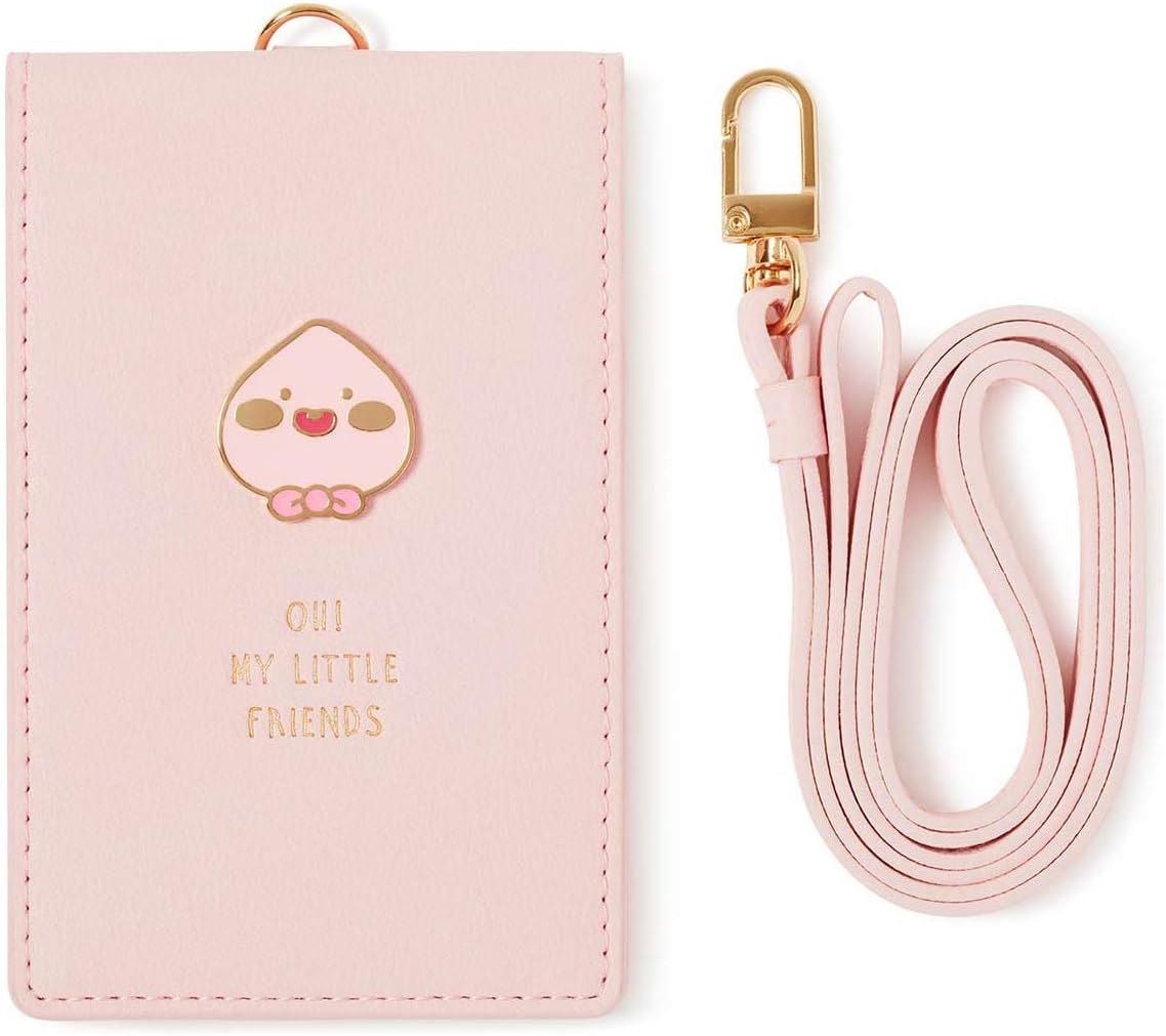 KAKAO FRIENDS Official- Little Friends Credit Card Holder & ID Badge Case with Neck Strap (Apeach)