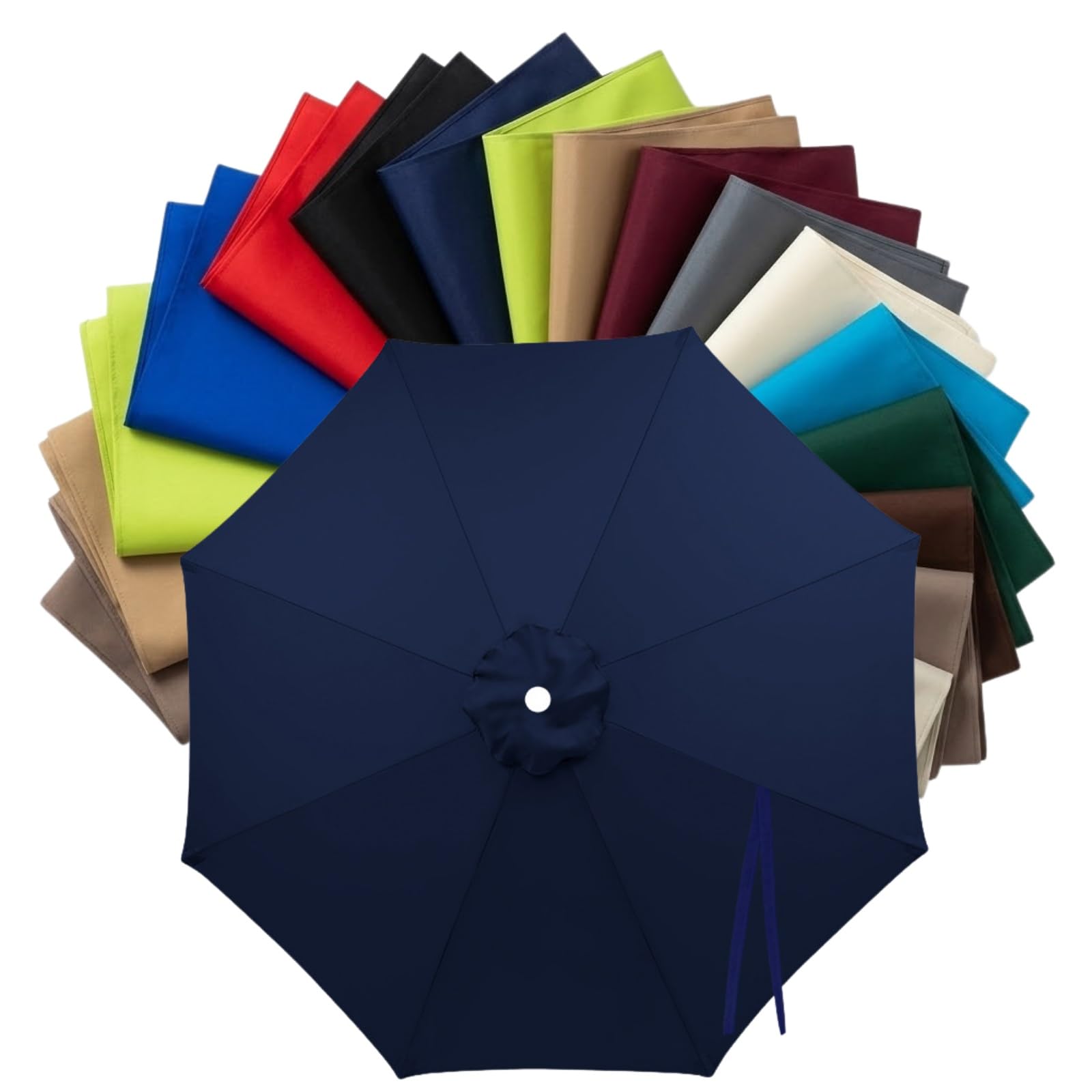 Replacement Parasol Canopy 2m to 4m, Waterproof Polyester Patio Umbrella Replacement Cloth for 6/8 Arms, Sunshade Garden Parasol Fabric Cover, UV Protection(Navy Blue,2.3m (7.5FT) - 8 Ribs)