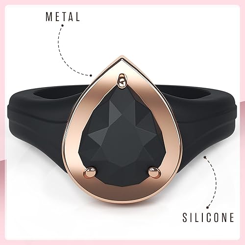 Miniatura 5 de Rinfit Anillos de silicona a juego para parejas, alianzas de boda para él y ella, esmeralda, pera de gran tamaño, pera de metal y diseño patentado