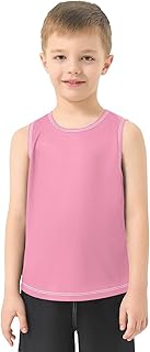 Camiseta sin mangas de color liso liso para niño, cuello redondo, ajuste seco