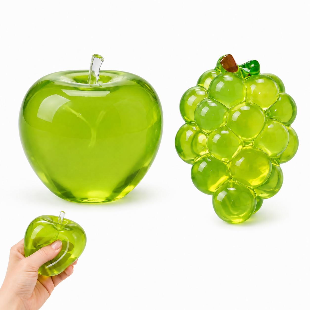 2Pcs Apple Squishy, Slushy Apple Squishy, Soft Sensory Squishies Set, Apple and Grape Design, Calming Fidget Play