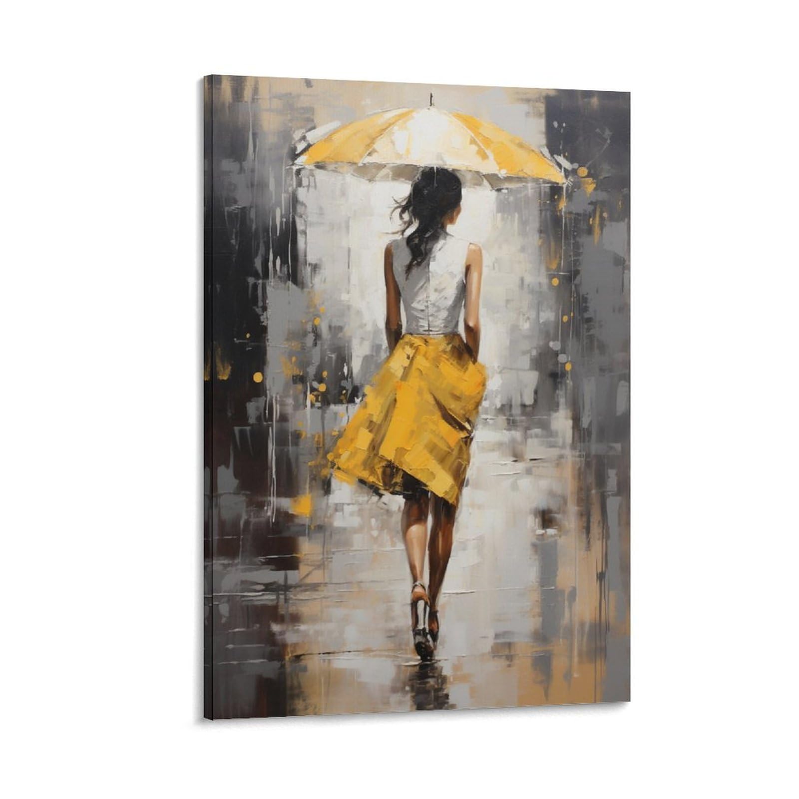AYAROS Gorgeous Woman Canvas Wall Art for Bedroom Watercolor Retro Beautiful Abstract Umbrella Wall Decor Poster for Room Aesthetic Framed 08x12 inch
