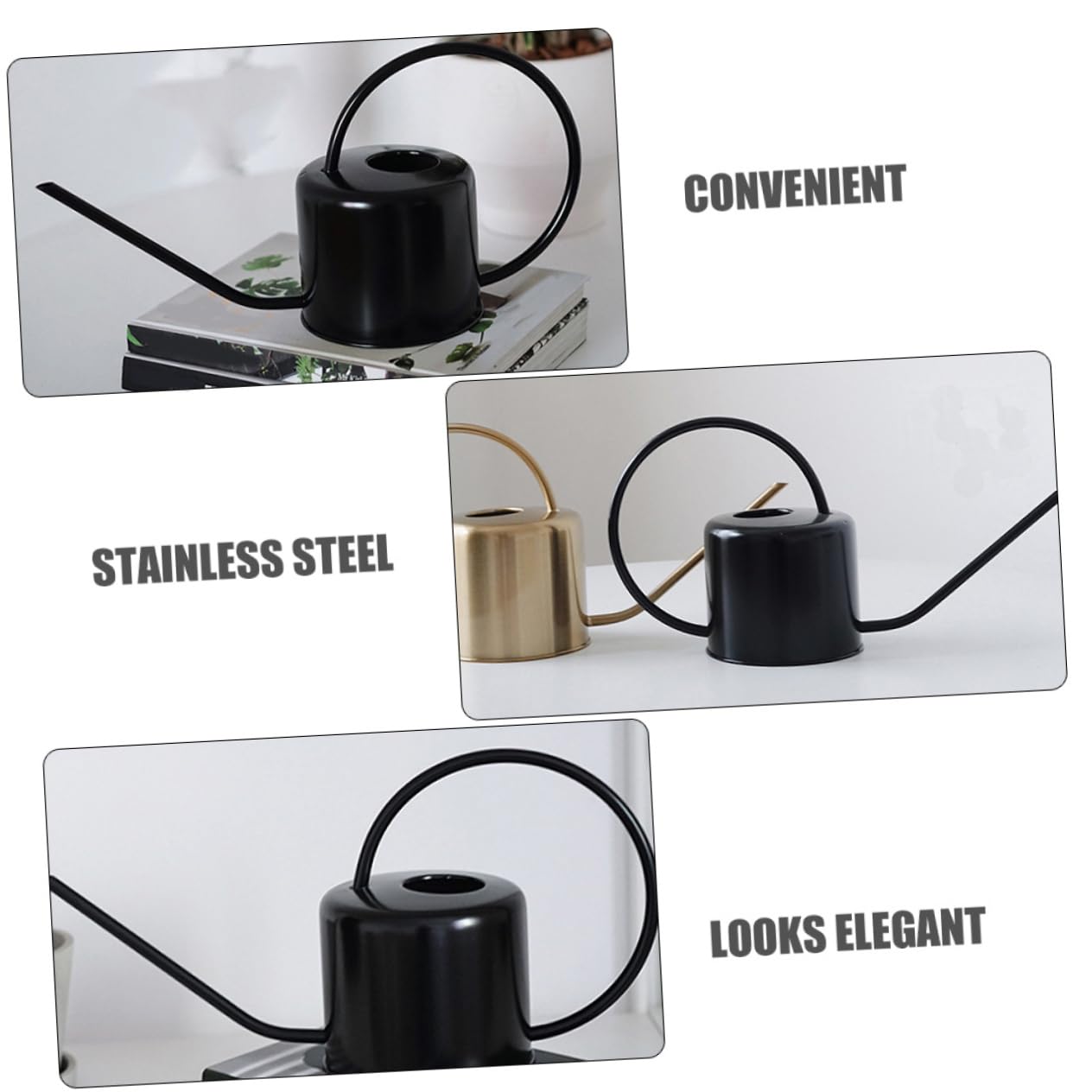 TOYANDONA Regadera Mango Ergonómico y Diseño Ligero de 1,3 L de Acero Inoxidable para Riego de Plantas Interiores y Exteriores