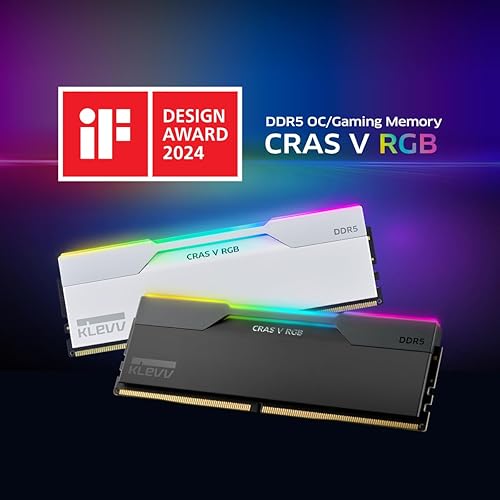 Vista 2 de KLEVV CRAS V RGB DDR5 32 GB (2x16GB) 6400MHz CL32 SK Hynix A-Die 1.35V Memoria RAM de escritorio para juegos XMP 3.0 / AMD Expo Ready - Blanco