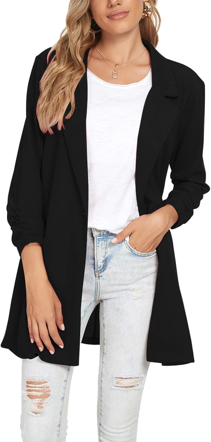 MINTLIMIT Women Long Lapel Blazer Tailored Long Sleeve Oversized One Button Coat Jacket Formal Suit