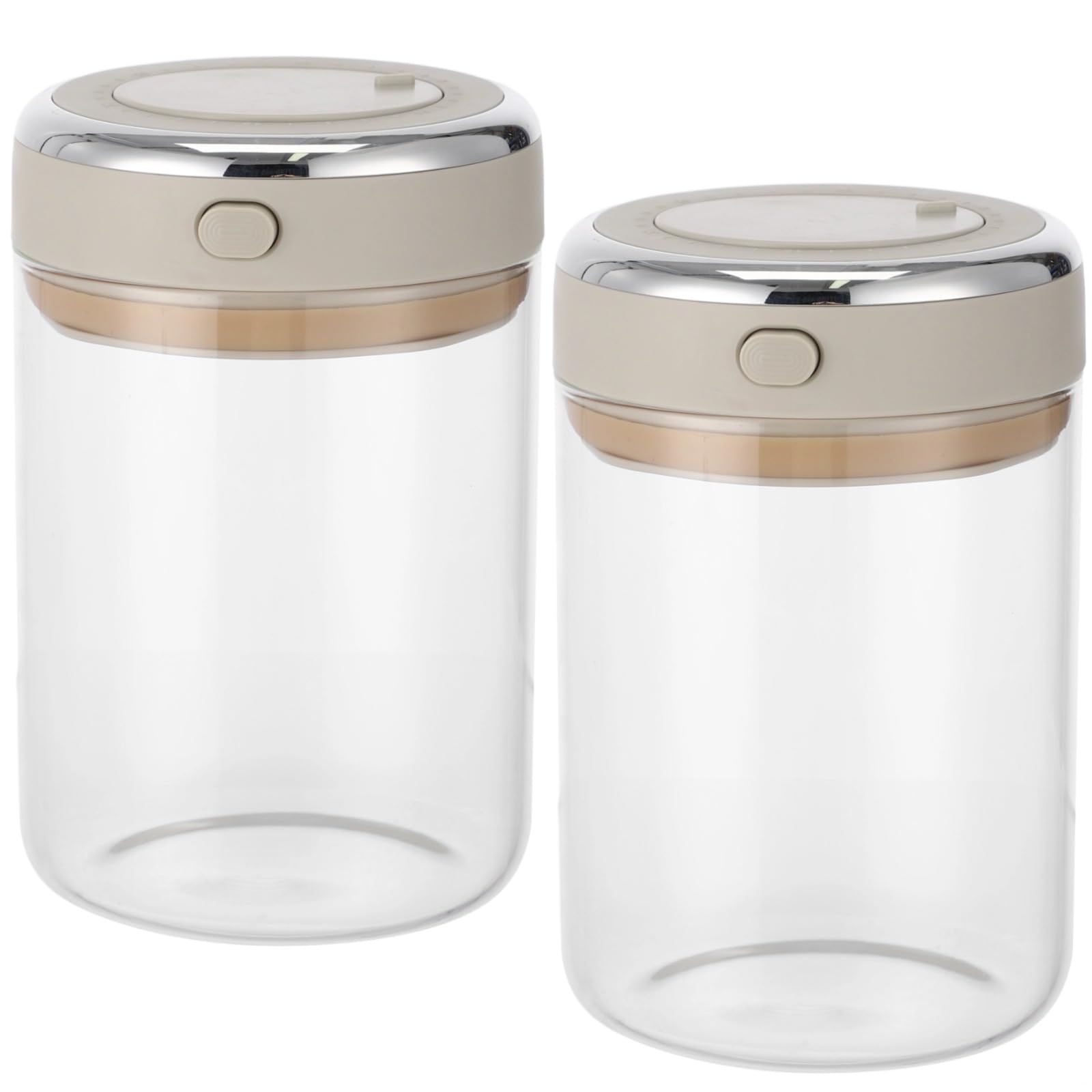 2 Stück 1100 ml Kaffeedosen, luftdichte Glasdosen mit Co₂-Entlüftung, Datumsanzeige, One-Press Seal & High Borosilikatglas, für Kaffeebohnen, Tee, Zucker