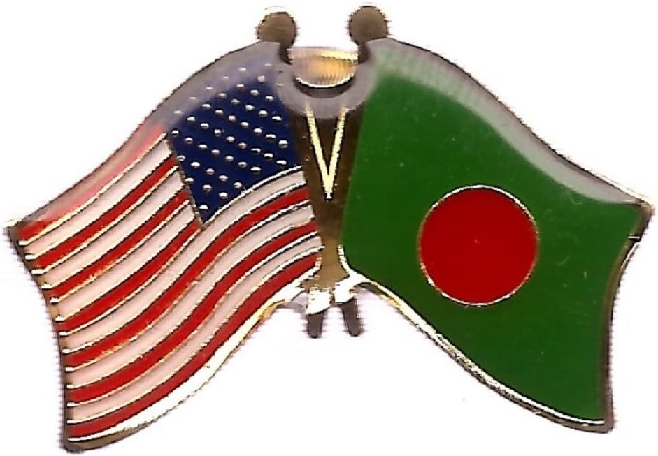 AES Wholesale Pack of 24 USA American & Bangladesh Country Flag Bike Hat lapel Pin