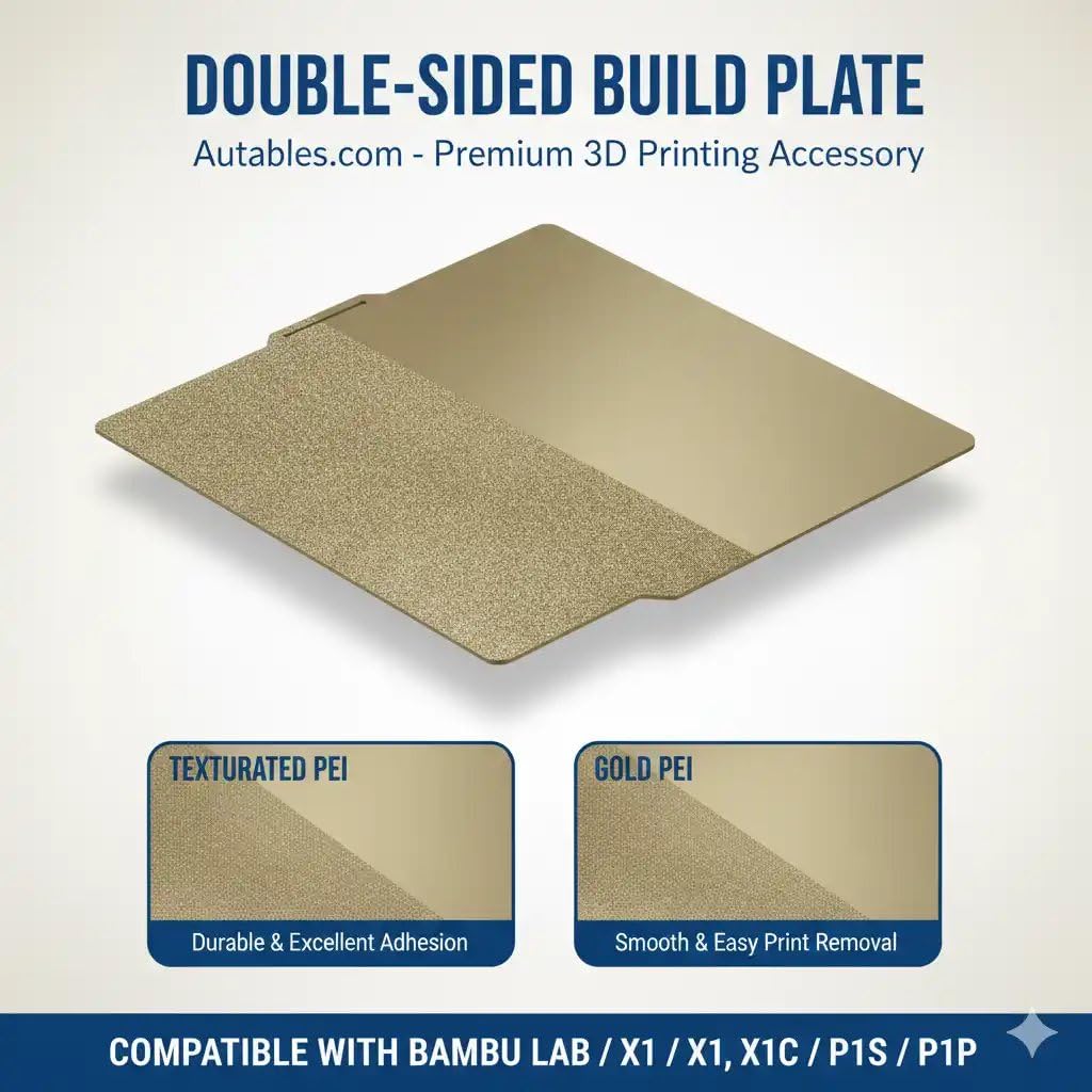 Autables Dual-Sided Smooth PEI-Textured PEI Build Plate for BambuLab A1, X1, X1C, P1S, P1P – Magnetic Spring Steel Flexible 3D Printing Bed 257 * 257mm-image-47