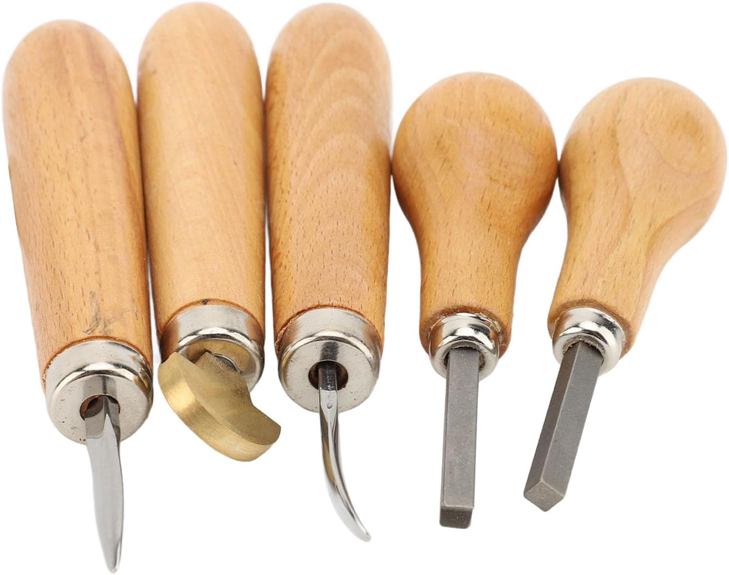 Generic Stone Setting Prong and Bezel Set Jewelry Stone Setting Tools Kit for Professional Jeweler Beginners, Ergonomic Wooden Handle, 5pcs Beech Wood Metal Jewelry Prong Pusher for Accurate Making