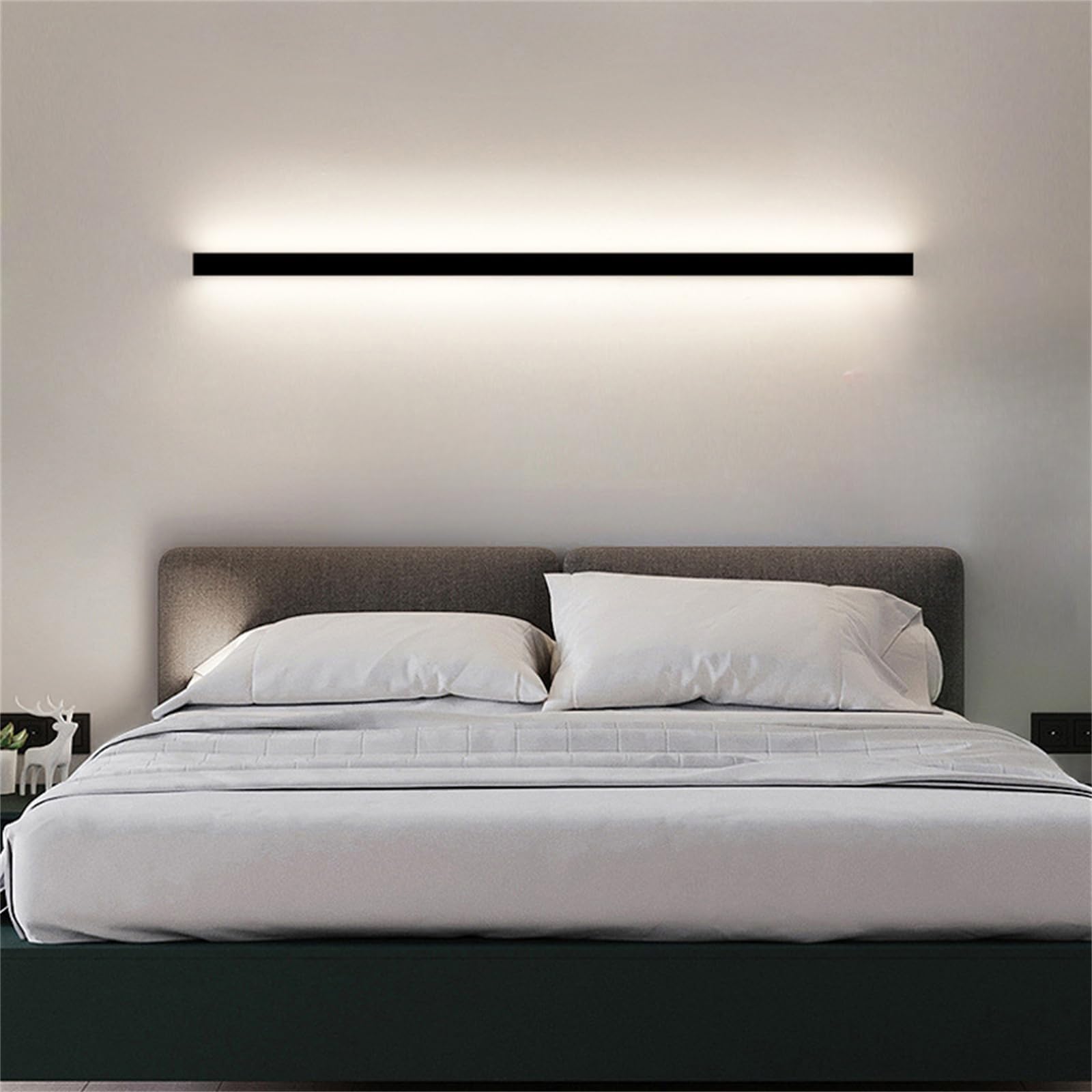 Iluminación de Pared LED Moderna: Lámpara de Pared Interior Negra Pasillo 80cm 8