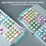 AULA F2088 Typewriter Style Mechanical Gaming Keyboard,Rainbow LED Backlit,Removable Wrist Rest,Media Control Knob,Retro Punk Round Keycaps,USB Wired Computer Keyboard,White - Image 5