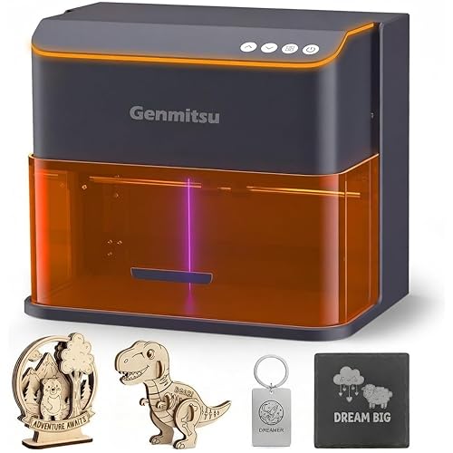 Genmitsu Kintix Laser Engraver 10W 10000mW, 90000mm/min Ultra Fast Galvo Laser with Auto-Lifting, 200x100mm Large Area for Jewelry, Metal, Wood, Compatible with LightBurn, Support APP, Class 1 Safety