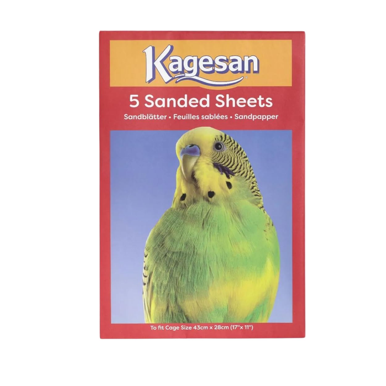 Lot de 3 paquets de 5 feuilles de papier de sable pour cage à oiseaux, 43 x 28 cm