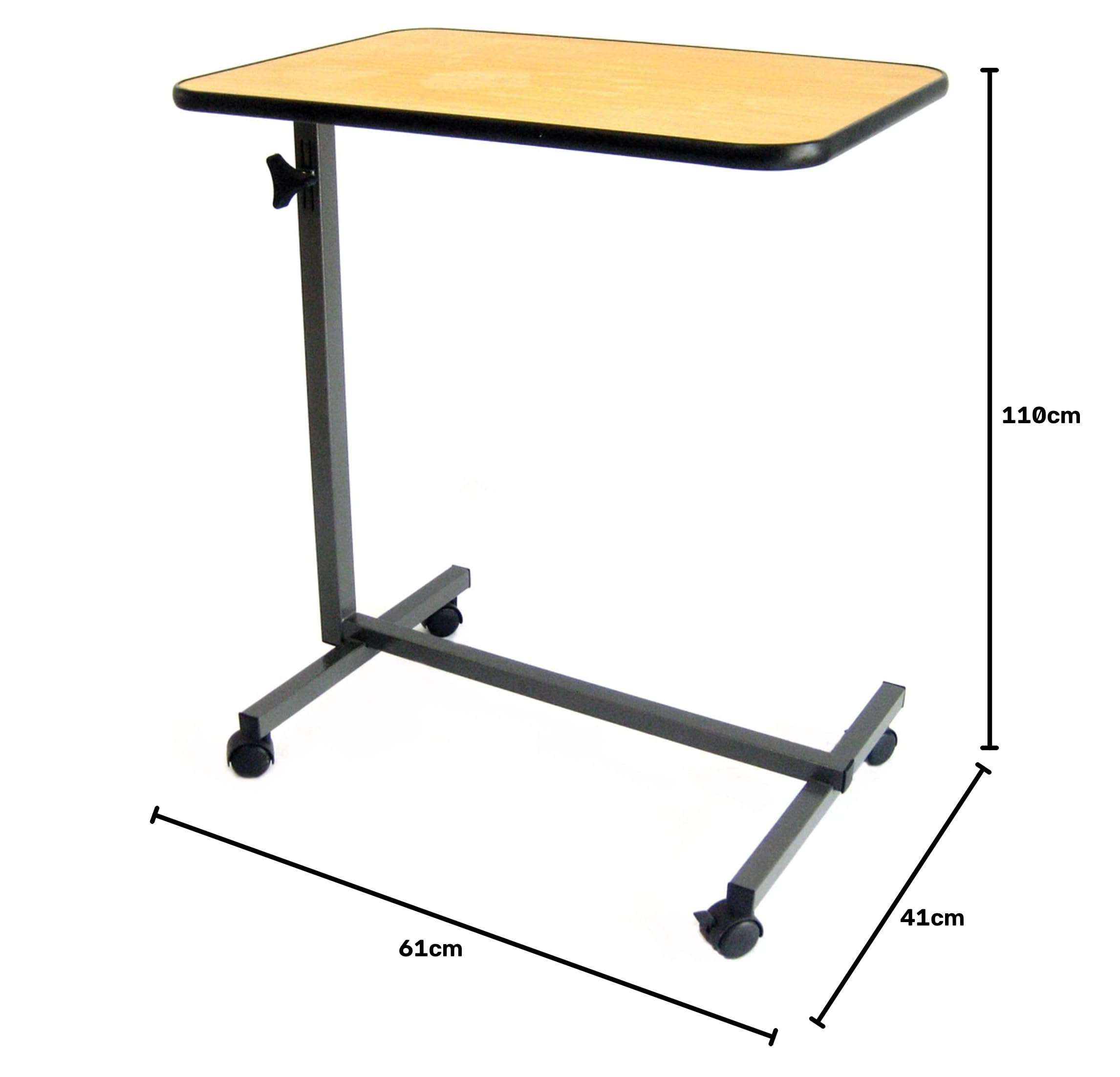 Gima - Mesa de cama para pacientes encamados, con estructura de acero y panel de alta densidad, con 4 ruedas desmontables Ø 50 mm, 2 de ellas con freno, 27448