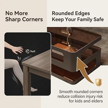 Modern Rectangular Glass Coffee Table, Living Room Center & End Table