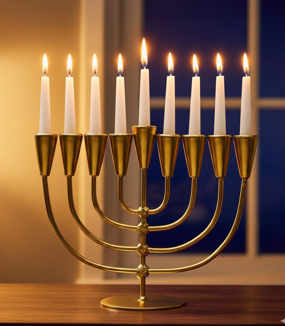 Premium Menorah 9-Arm Golden Candle Stand, Elegant Decorative Candelabra for Home, Festive and Spiritual Decor, Perfect for Diwali, Weddings, Special Occasions-image-7