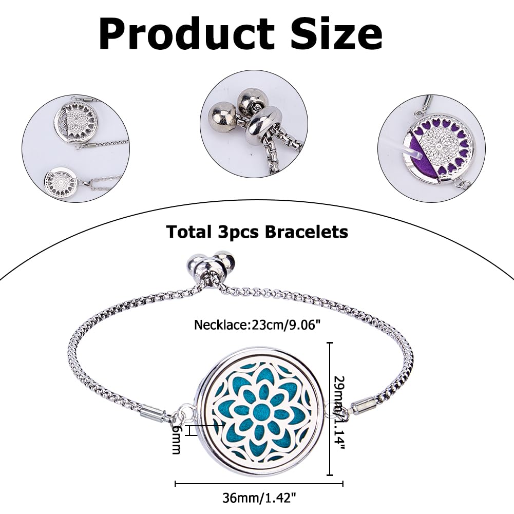 6 piezas aromaterapia aceites esenciales difusor collar y pulsera 3 estilos difusor aceite colgante con almohadillas loto y árbol aromaterapia collares pulsera regalo para mujer hombres