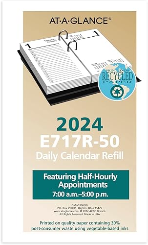 Miniatura 3 de AT-A-GLANCE Repuesto de calendario de escritorio diario 2024, 3-12 x 6 pulgadas, estándar, hojas sueltas, reciclado (E717R5024)