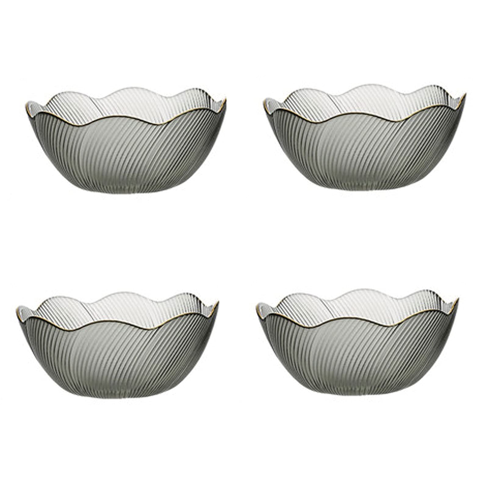 Dessertschale Snackschale Kristallglasschale 4 Stück Set gehämmerte Salatschale können unregelmäßige Obstplattenkorn-Pasta-Schüssel einstellen Hochtemperatur-beständiges transparentes Glas Müslischale