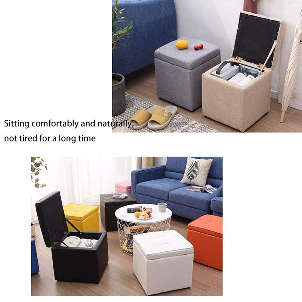 Poggiapiedi in Similpelle, Pouf Contenitore con Parte Superiore Imbottita, Sgabello a cubo, Panca.