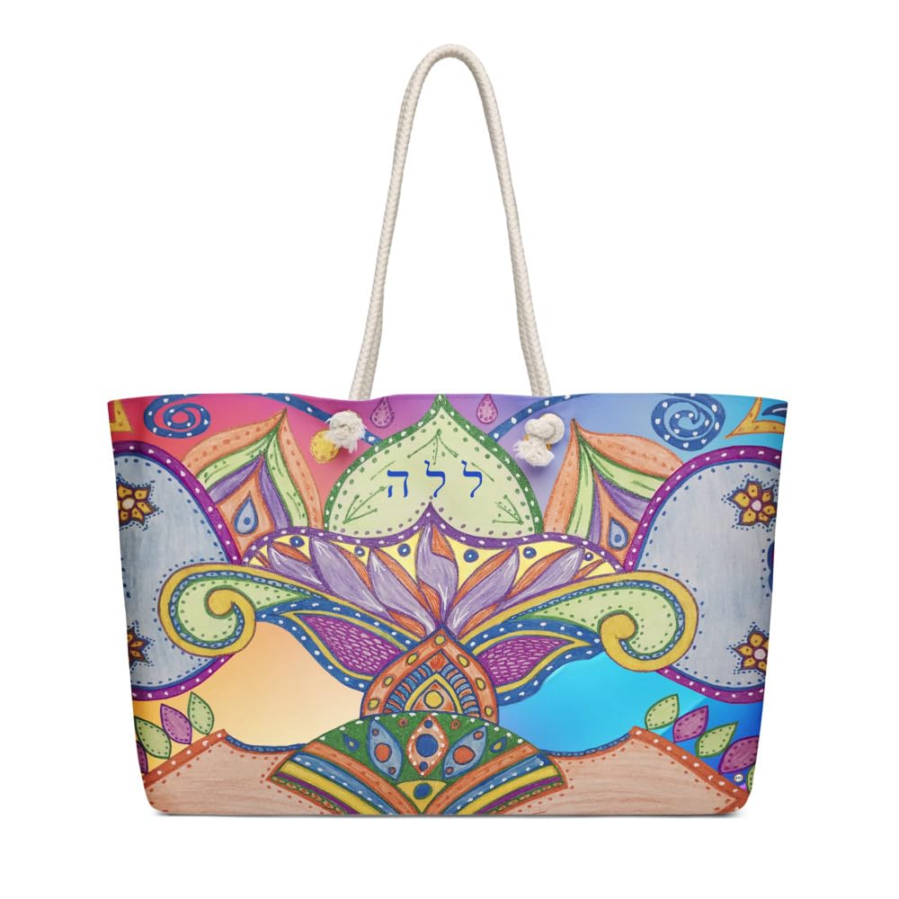 137 Colorful Art Tote Bag Heart Floral Design Handbag with Sturdy Handles Reusable for Shopping Work Travel Gift