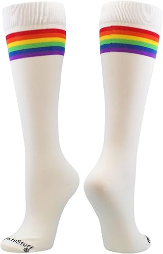 Calcetines retro de arco iris con rayas, softbol, fútbol, voleibol