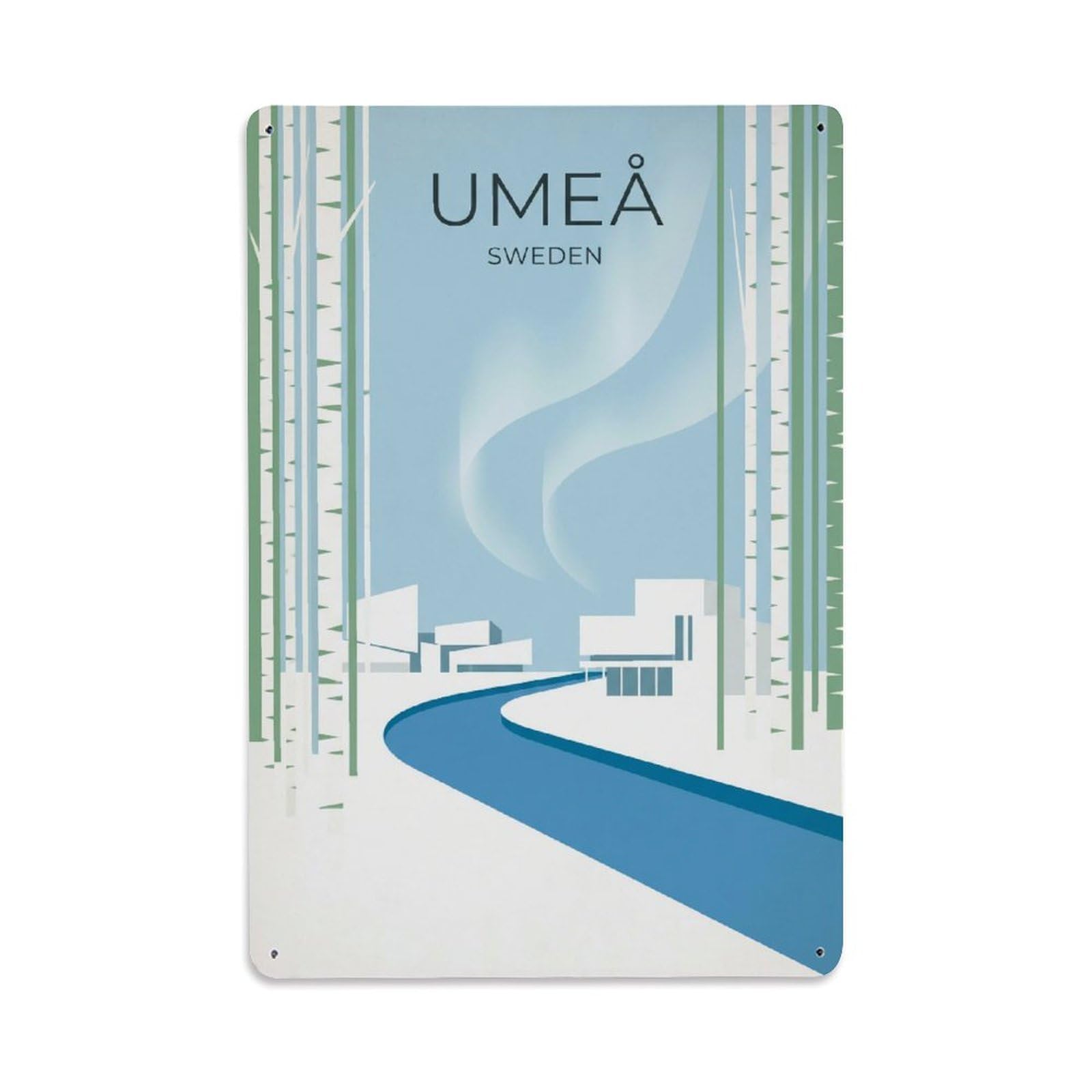 Metal Tin Sign Travel Retro Sweden Umea