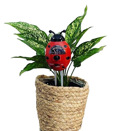 Grow-Doctor Soil Moisture Meter, With Plant Moisture, Light And Ph Tester, Soil Ph Meter For Garden, Farm, Lawn, Indoor And Outdoor, Colorful Ladybug Shape (No Battery Needed) #TOP2