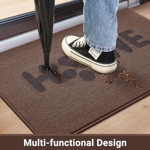 Tapete para puerta interior WLHHBO gris oscuro de 20x32 pulgadas antideslizante 7