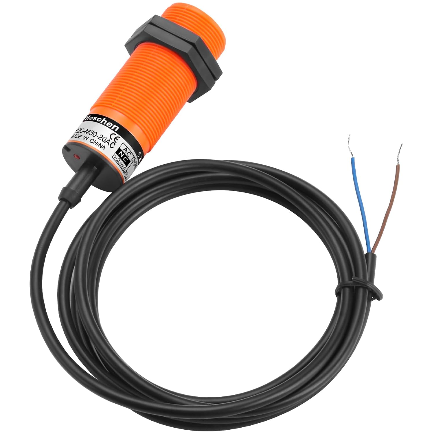Heschen M30 Capacitive Proximity Sensor Switch Detector 20mm Proximity Switch | SZC-M30-20AC 20-250VAC 400mA Normally Closed (NC) 2 Wire