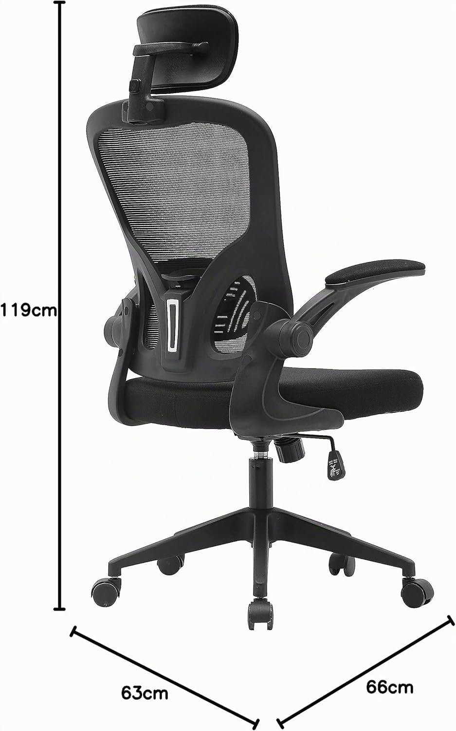 Sedia da Ufficio Ergonomica con Schienale Alto – Supporto Lombare Imbottito, Poggiatesta Regolabile e Braccioli Ribaltabili, Sedia da Computer per Lavoro, Studio e Gaming