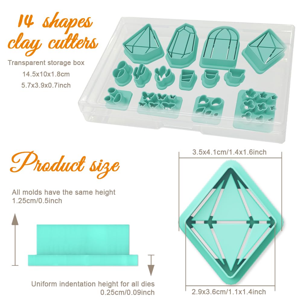 ORIGACH 14 Pcs Terrariums and Cactus Polymer Clay Cutters - Image 2