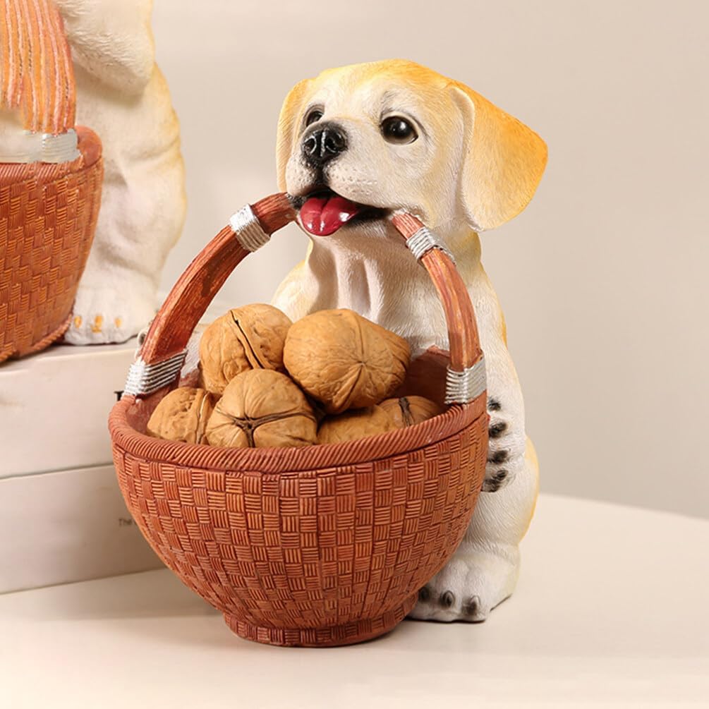 Dog Statue Key Holder Decorative Basket Keys Candy Jewelry Pastoral Style Cute Home Decor Storage Box Entryway Desk Living Room Office