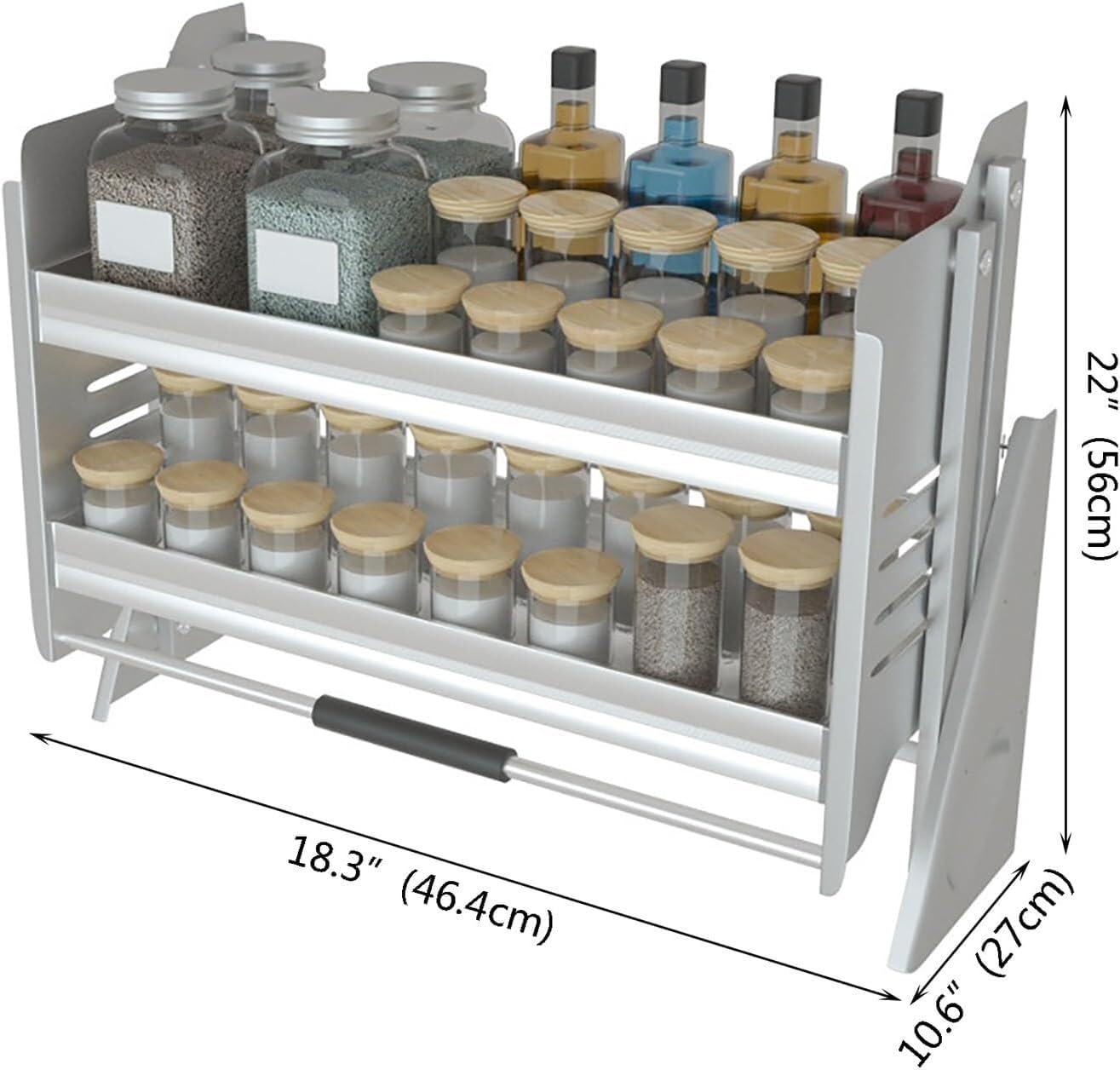 Oberer Küchenschrank-Organizer zur Wandmontage, ausziehbares Tablett für Teller, Geschirr, Gewürze, einfarbig, 46 cm