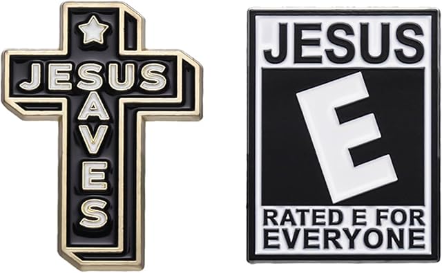 2pcs Jesus Cross Pin,Hat Jacket Enamel Pins Jesus Pins for Backpacks Jesus Saves Lapel Pin i Love Christian Pins for Backpacks Decoration Cross Brooch For Women