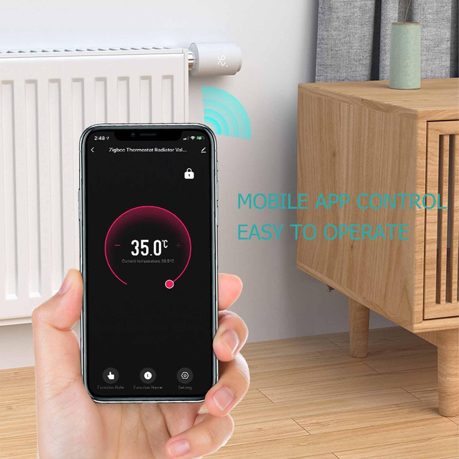 Sxhlseller Valvola di Riscaldamento con Valvola Termostatica Programmabile per Radiatore, Smart TRV per Hotel Domestici, Controllo Vocale Dell'app per la Regolazione Ottimale della Temperatura