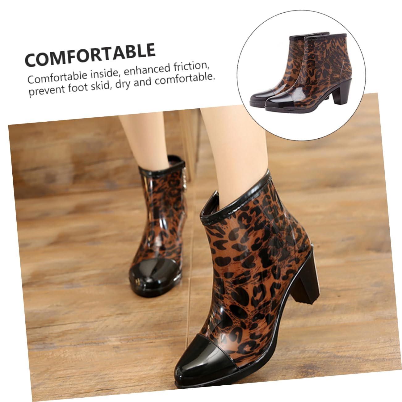 SHERCHPRY Botas de Lluvia de Tacón Alto para Mujer Cremallera Lateral
