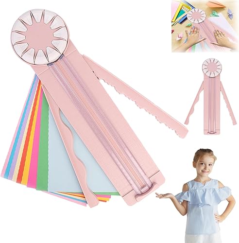 Paper Craft - Cortador de bordes, cortador de papel 12 en 1, cortador de papel rodante con 12 tipos de corte, máquina cortador de papel