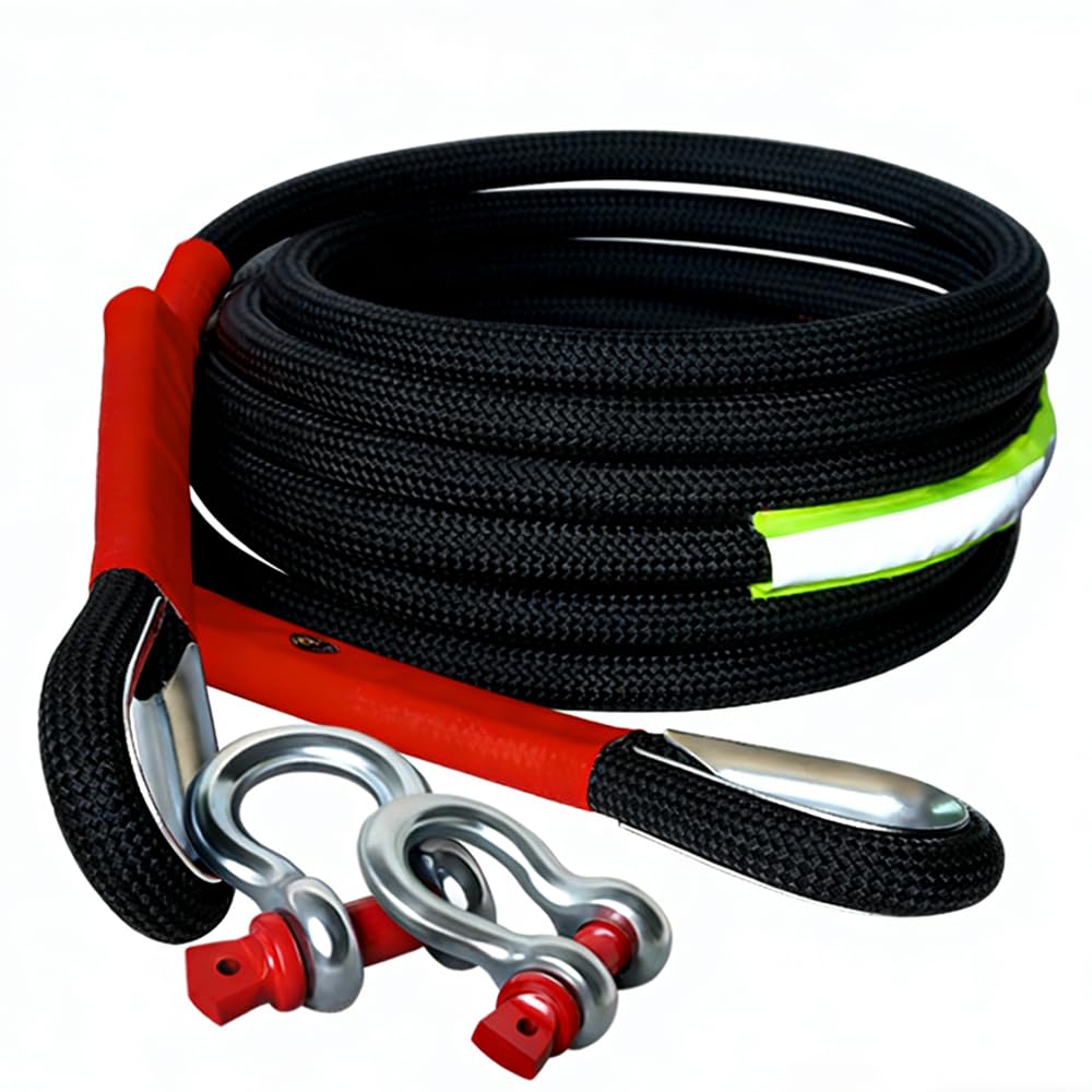 Cuerda de Remolque de recuperación cinética de 5M20T 44,000lb pies Correas de Remolque de Servicio Pesado con 2 grilletes de Anillo,Cuerda de Remolque cinética de Nailon camioneta 4WD SUV ATV (5m20t)