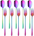 10Pcs Flatware Sets, Silver Spoons and Forks Set, Stainless Steel Dinner Spoons and Dinner Forks, Services for 5
