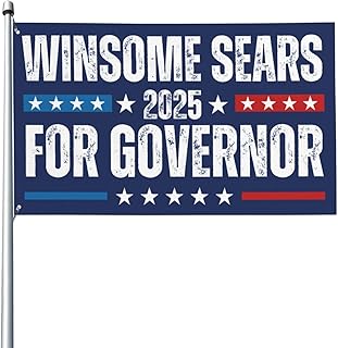 Winsome Sears 2025 Virginia Governor Flag 3x5 Flags with 2 Grommets for House Patio Lawn Party Outdoor Decor Yard Sign