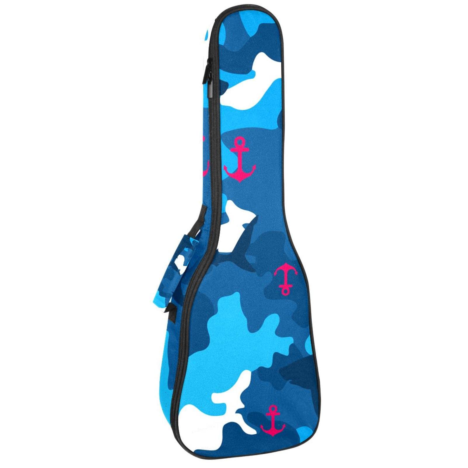 Sac ukulélé concert et soprano bleu camouflage 10mm de rembourrage