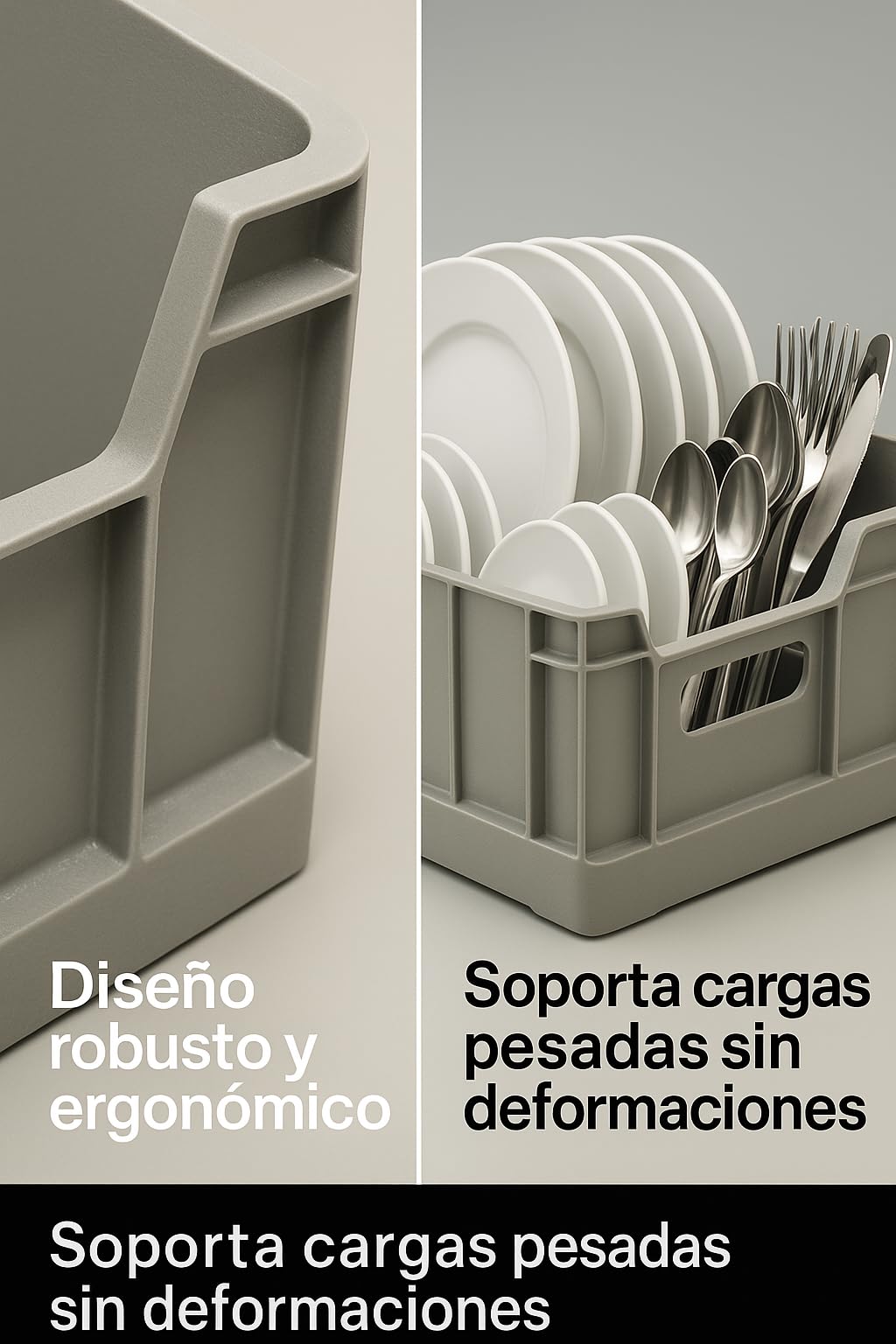 Bandeja Plastico Industrial 350x350x110 H mm Lavavasos Lavavajillas Hosteleria Restaurante Apilable Resistente Termico Higienico Secado Rapido Perforado Cocina Profesional OS51787
