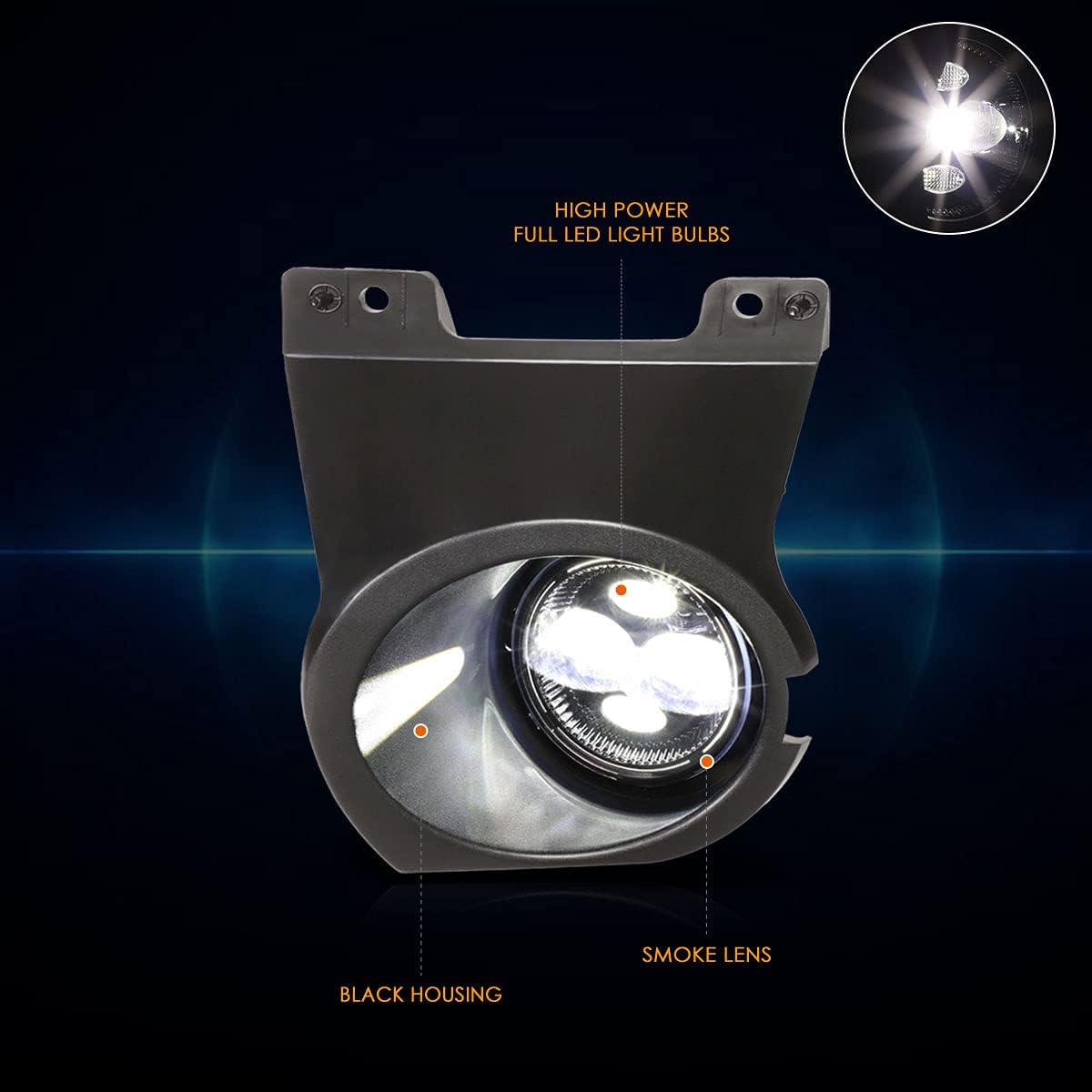 Front Bumper LED Projector Fog Lights+Swith+Bezel Compatible with 09-14 Ford F150